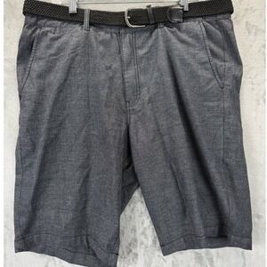 Guess Mario Textured Shorts Mens 34 Jet Black Stretch 11 Inseam Belted